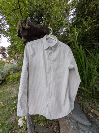 Camisa Mango Slim Fit Azul/Blanco Talla S