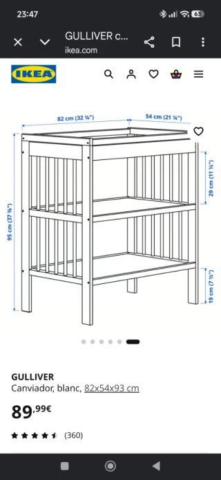 Cambiador GULLIVER IKEA blanco