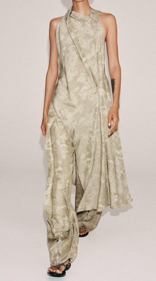 Conjunto Zara estampado verde y beige