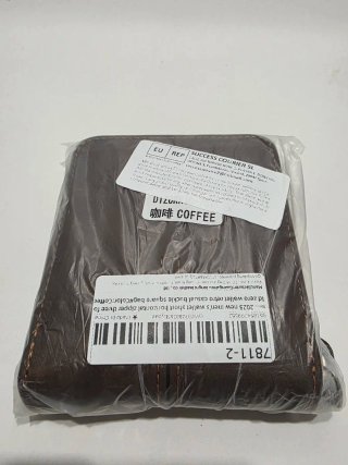 Cartera monedero de piel marrón. 11.5 cm x 9.5 cm.