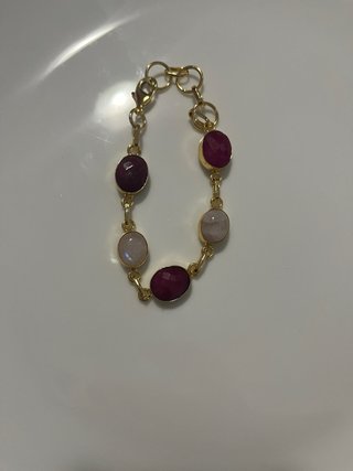 Bracciale Oro con Pietre Rosa e Rosse