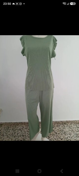 Conjunto punto fino verde talla única