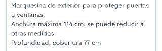 Marquesina para puerta o ventana