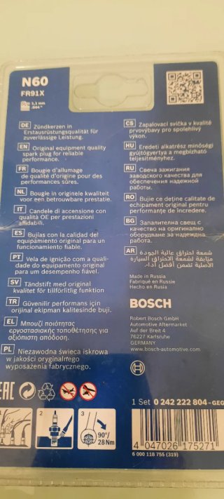 Velas Ignição Bosch FR91X N60 (4 Unidades)