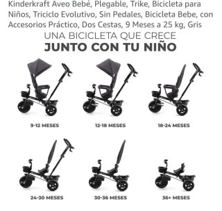 Triciclo evolutivo gris. Se vende con su caja.