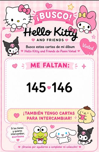 Cartas Hello Kitty and Friends Panini