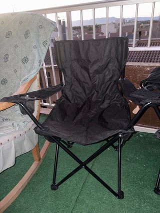 2 Silla de camping plegable negra