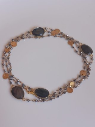 Collana lunga con pietre labradorite