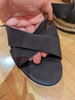 Sandalias negras cuña esparto 38