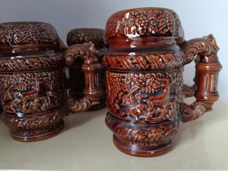 Juego 6 jarras cerámica antiguas