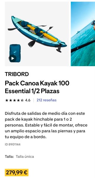 Kayak Hinchable Decathlon Tribord 1-2 Plazas