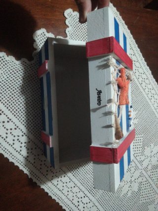 Caja de madera decorada náutica