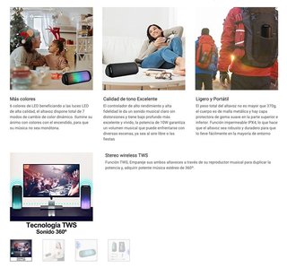 Altavoz Portátil Bluetooth 5.0 Luz LED · Nuevo