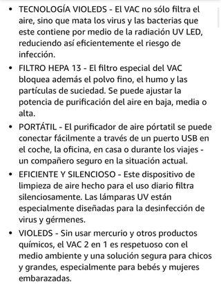 Purificador Aire 2 en 1 HEPA y UV · SIN ESTRENAR