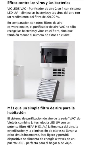 Purificador Aire 2 en 1 HEPA y UV · SIN ESTRENAR