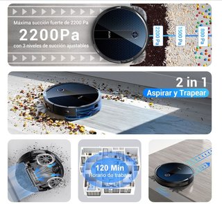 Robot Aspirador Fregasuelos 2200Pa 120min · Nuevo