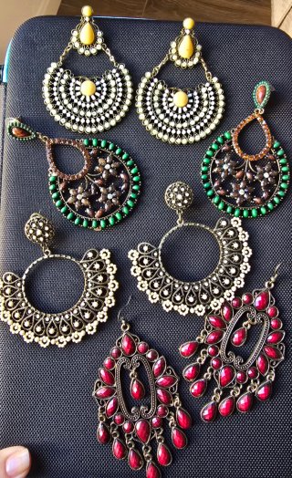 Pendientes Flamenca Mujer Dorados y Rojos