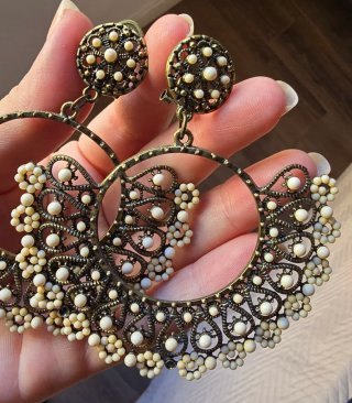 Pendientes Flamenca Mujer Dorados y Rojos