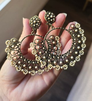 Pendientes Flamenca Mujer Dorados y Rojos