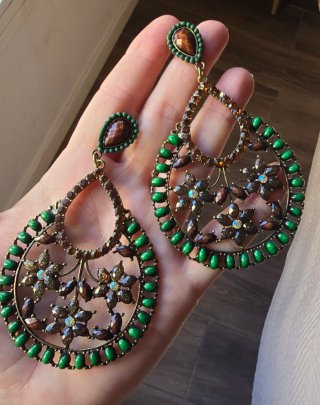 Pendientes Flamenca Mujer Dorados y Rojos