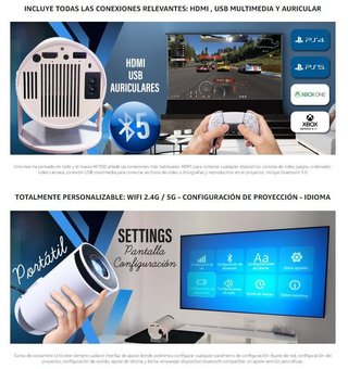 Proyector 4K Style 180 Grados 10000 lúm · Nuevo