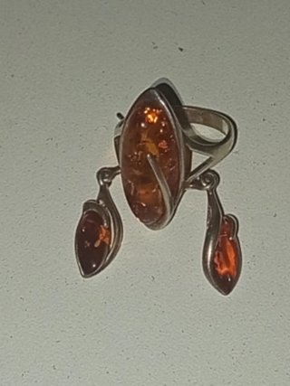 Anillo y Pendientes Plata 925 y Ámbar Báltico