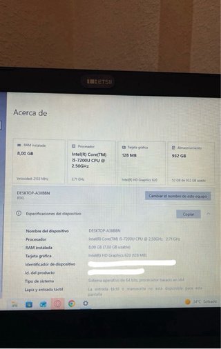 Portátil Lenovo Negro
