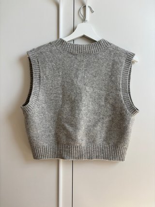 Chaleco punto Zara gris corto talla única