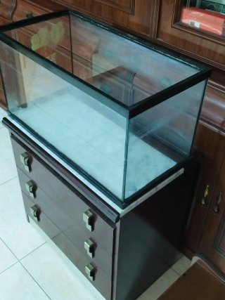Acuario 54L con mueble marrón