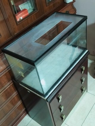 Acuario 54L con mueble marrón