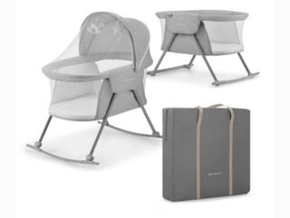 Minicuna Kinderkraft gris con mosquitera