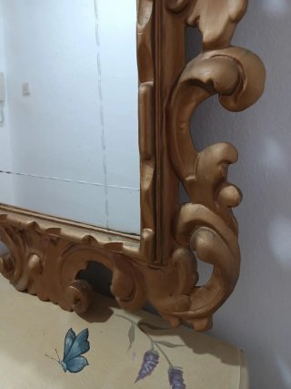 Espejo antiguo madera tallada dorado
