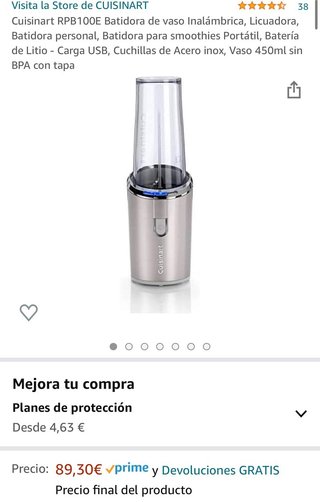 Batidora Vaso a Batería Cuisinart Original · Nuevo