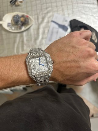 Orologio da uomo argentato con diamanti