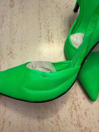 Zapatos de tacón Stiletto verde fosforito