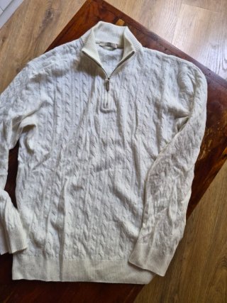 Jersey Damat cremallera blanco algodón y lana