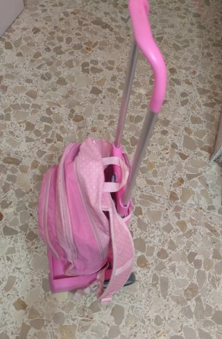 Mochila con ruedas desmontable rosa