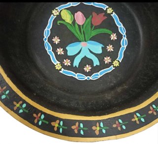 Brasero pintado a mano con flores