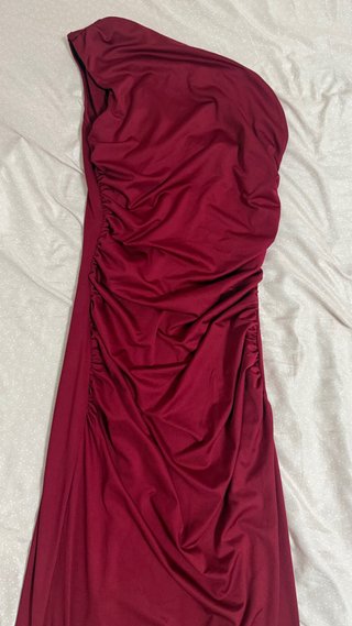 Vestido largo granate burdeos mujer con abertura