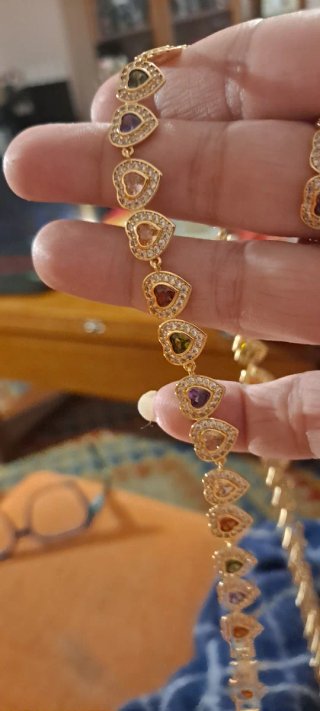 Conjunto Anillo y Cadena Corazones estilo Swarovsk