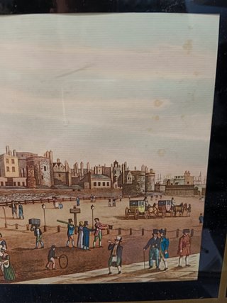 Ilustración enmarcada -Lámina litográfica de la Torre de Londres-1821 - Robert The Elder Havell