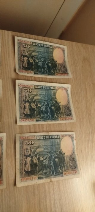 6 Billetes 50 Pesetas Velázquez Banco de España