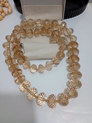 Collana vintage grandi sfere color champagne