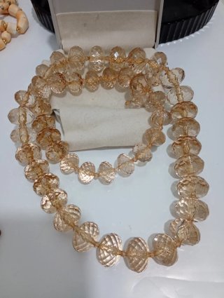 Collana vintage grandi sfere color champagne