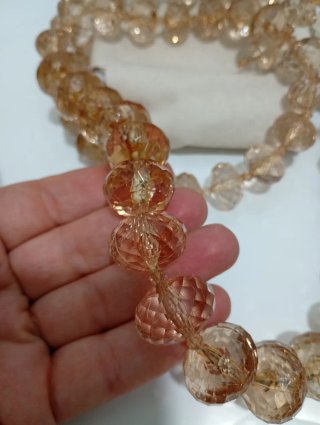 Collana vintage grandi sfere color champagne