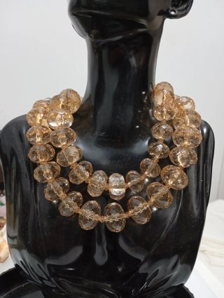 Collana vintage grandi sfere color champagne