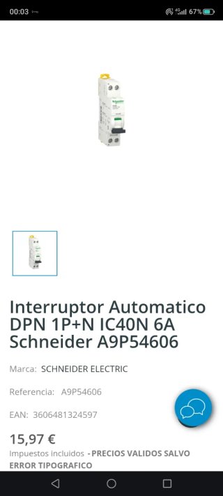 Interruptor Solera CBM216 C16 400V interruptor chn