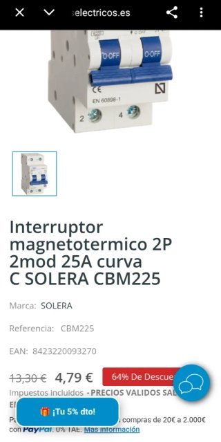 Interruptor Solera CBM216 C16 400V interruptor chn