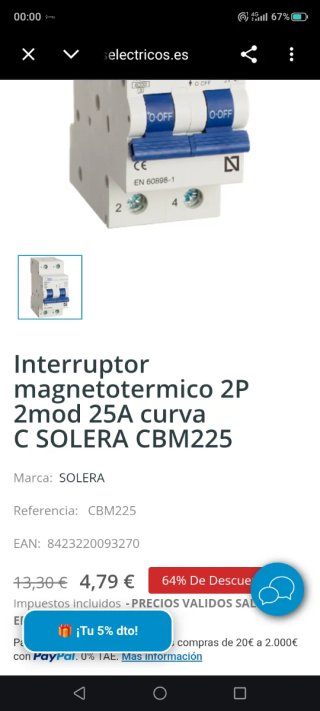 Interruptor Solera CBM216 C16 400V interruptor chn