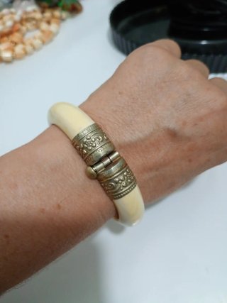 Bracciale antico raro panna  e argento